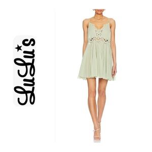 LuLu's Mint Green Lace Double Strap Mini Dress XS